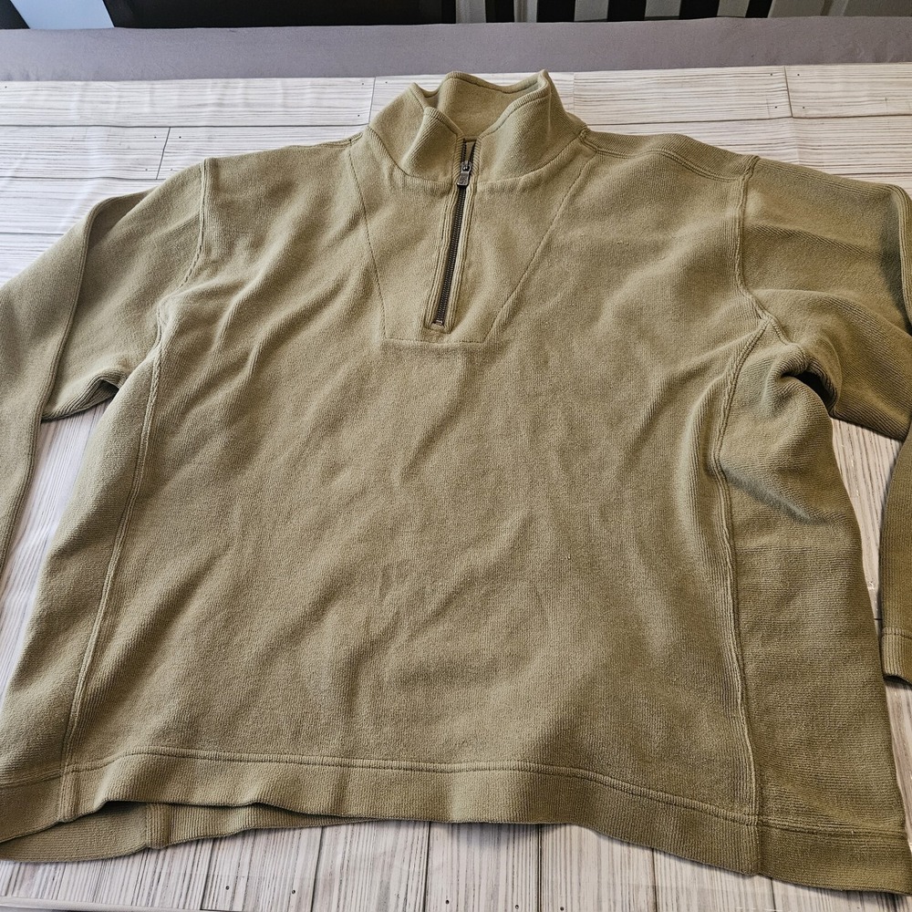 Tommy Bahama Jacket Mens Large Beige Quarter Zip‎ Sweater Gorpcore